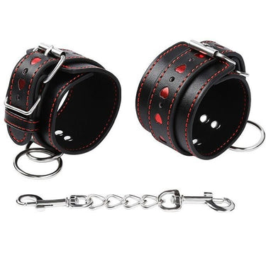 Polsini BDSM con Cuori Regolabili e Catena di Connessione